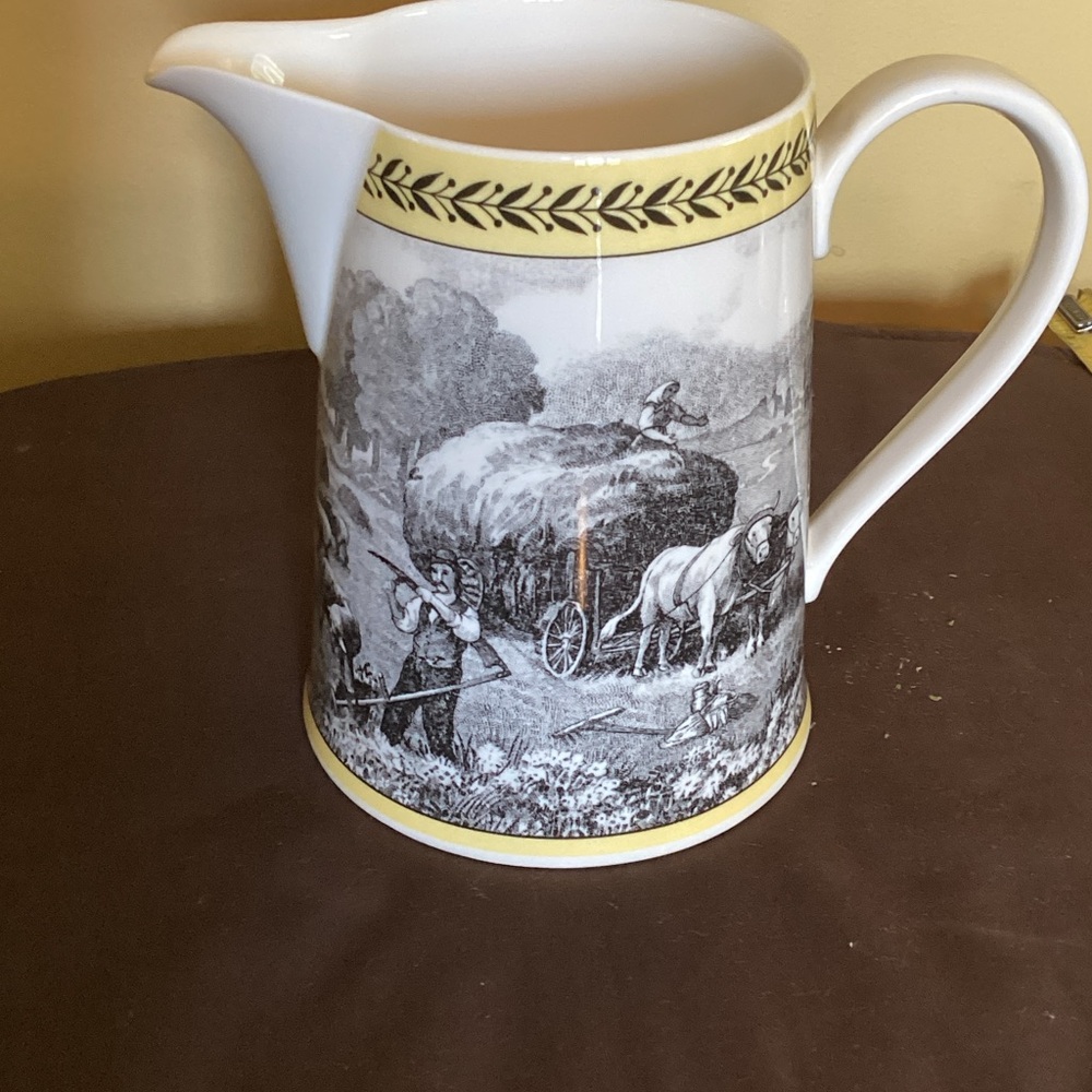 Elegant Black and White Ceramic Pitcher